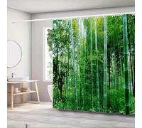 Rideau de Douche imperméable Serein en Bambou - Design inspiré de la Nature pour Une Salle de Bain apaisante, décoration d'hôtel avec Crochets 90x150cm/(WxH)