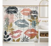 Rideau de douche imprimé baiser, motif lèvres multicolores vives, décoration de salle de bain, style moderne chic pour le printemps et l'été, tissu imperméable avec crochets 183 x 183 cm
