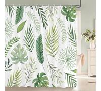 Rideau de Douche imprimé Feuilles Vertes, Plantes et Fleurs, Style Nordique Moderne et Minimaliste, en Polyester, décoration d'intérieur, avec Crochets 70x181cm/WxH