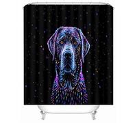 Rideau de Douche Labrador Retriever Animal Lumineux Abstrait Rideau de Bain Tissu Polyester Anti Moisissure Imperméable Lavable Rideaux Salle de Bain 180x200 cm avec 12 Crochets pour Baignoire