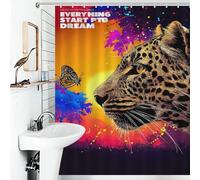 Rideau de douche Leopard Dreams Nature's Palette en tissu polyester anti-moisissure, ensemble de décoration de salle de bain moderne pour enfants, femmes et hommes, 143 x 180 cm (56,30 x 70,87 pouces)