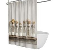 Rideau de Douche Minimaliste de Style Naturel Bouteille en Verre Rideaux de Fleurs séchées pour Salle de Bain Nature Morte Rideaux de Douche imperméables lavables 200 x 200 cm