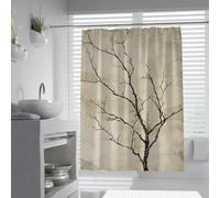 Rideau de Douche Minimaliste en Forme d’Arbre avec Branches Nues d’Hiver, Rideau de Baignoire en Polyester imperméable Couleur Neutre Lavable en Machine 120 x 180 cm