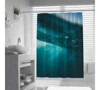 Rideau de Douche Minimaliste Moderne Bleu Profond à Motif de Jet sous-Marin Rideau de Douche avec Crochets Décoration de Salle de Bain imperméable Lavable en Machine 200 x 220 cm