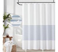 Rideau de douche moderne 120 x 280 cm à rayures en polyester imperméable à 2 panneaux avec câble supérieur, idéal pour la décoration de la salle de bain, élégant et fonctionnel
