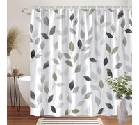 Rideau de douche moderne à motif botanique de feuilles avec 12 crochets,lavable en machine,rideau de séparation de baignoire pour salles de bains contemporaines (100 x 200 cm/39 x 79 po (L x H)