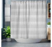 Rideau de douche moderne - Gris et blanc, design du milieu du siècle, 240 x 180 cm, décoration de salle de bain neutre, imperméable, 12 trous de crochet, accessoire d'intérieur élégant