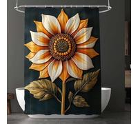Rideau de Douche Moderne, Rideau Douche 180 x 180 cm Iavable Machine, avec 12 Crochets, Sans Percage, Pliable, Ourlet lesté Tissus Imperméable, pour Décoration de Salle de Bain, Rideaux, Fleur D-7414
