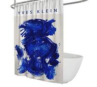 Rideau de Douche Moderne Yves Klein Design esthétique Bleu Blanc Baignoire Rideau de Douche Set Abstrait Style Imperméable en Tissu Rideau de Salle de Bain pour Décor de Baignoire 90x180 cm