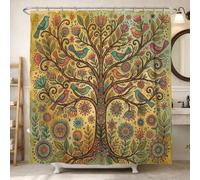 Rideau de douche motif arbre de vie oiseau chanteur 157 x 183 cm