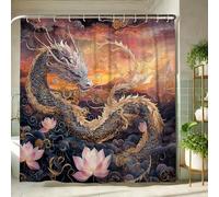 Rideau de douche motif dragon, élégant rideau de bain de style asiatique bleu et doré pour décoration de salle de bain, automne-hiver, ensemble de rideau de douche artistique vintage en tissu