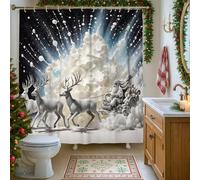 Rideau de douche motif renne festif Père Noël neige Noël blanc tissu imperméable imprimé rideaux de bain pour maison salle de bain décoration hôtel 157 x 183 cm