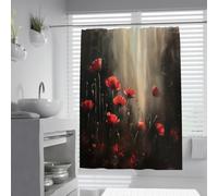 Rideau de Douche Peinture Huile Sombre Fleur Rouge Vintage 200 x 240 cm