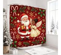 Rideau de douche Père Noël et ange 274 x 183 cm