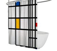 Rideau de Douche Peter Mondrian Peinture Abstraite Oeuvre Moderne Minimaliste Maison Baignoires Salle de Bains Rideau Décoration avec Crochets Tissu Polyester résistant Lavable 180x220cm