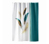 Douceur d'Intérieur Rideau de douche Plumiss 180×200 cm Polyester imprimé métallisé crochets Bleu