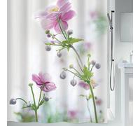 Spirella Rideau de Douche Anti-moisissure - Antibactérien - Lavable - Imperméable - en Polyester - Motif Fleurs anémone - 180 x 200 cm