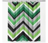 Rideau de Douche Pop Art Géométrique 240 x 200 cm Rideau de Salle de Bain Moderne Chevrons Ligne Bloc de Couleur Rideau de Baignoire pour Déco Microfibre Imperméable Anti-Moisissure, Vert
