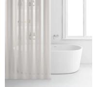 Rideau De Douche - RAYEN - 180x200cm - En PVA - Rayé blanc et beige