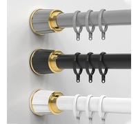 Rideau de douche réglable sans perçage de 40 à 500 cm polyvalent pour salle de bain et cuisine facile à accrocher Φ 32 mm, parfait pour fenêtres, balcons et plus encore (310 à 400 cm)