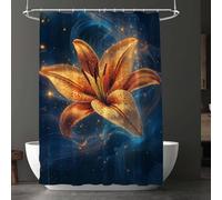 Rideau de Douche Rêve, Rideau Douche 180 x 210 cm Iavable Machine, avec 12 Crochets, Sans Percage, Pliable, Ourlet lesté Tissus Imperméable, pour Décoration de Salle de Bain, Baignoire, Lis D-2576