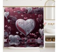 Rideau de douche romantique en polyester imperméable avec motif de nuage et tourbillon de nuage pour la Saint-Valentin, décoration de salle de bain, dortoir, 183 x 183 cm