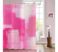 Rideau de douche rose vif, aquarelle rose contemporain, peinture à l'huile, rideau de salle de bain abstrait, tissu imperméable, lavable en machine, avec 12 crochets