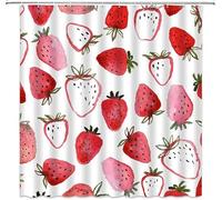 Rideau de Douche Rote Frucht 200x200 Rideaux de Douche Fraise Tissu Polyester Anti Moisissure Rideau Baignoire pour Salle de Bains avec 12 Crochets, Y2513