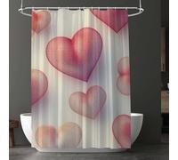 Rideau de Douche Rouge, Rideau Douche 180 x 180 cm Iavable Machine, avec 12 Crochets, Sans Percage, Pliable, Ourlet lesté Tissus Imperméable, pour Décoration de Salle de Bain, Baignoire, Amour D-4594