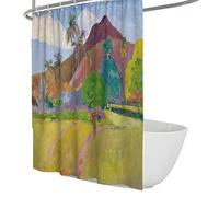 Rideau de Douche Rustique d’Art campagnard Paul Gauguin Lavable en Machine Rideau de Douche de Salle de Bain de Paysage Sauvage avec Crochets Aucune Doublure nécessaire 180x180cm