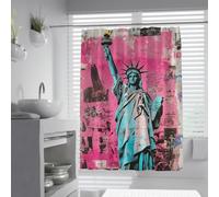 Rideau de Douche Statue Liberté New York Graffiti Rose 200x220cm