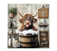 Rideau de Douche Style Fermier | 179,8 x 179,8 cm Lavable À La Machine Tissu Imprimé Vache Avec Crochets - Rideau de salle de bain avec des crochets inclus | pour Décoration de salle de bains maison d