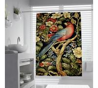 Rideau de Douche Style Fleur d’Oiseau Twining Flowers Rideau de Douche Polyester imperméable Lavable Vintage Luxueuse Ensemble de Rideaux de Salle de Bain avec Crochets en Forme de C 180 x 220 cm