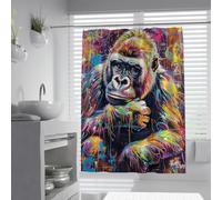 Rideau de Douche Style Pop Art éclatant, Rideau de Bain de Gorille coloré et réfléchi, Tissu imperméable, décoration de Salle de Bain Moderne pour la Faune, séchage Rapide 120 x 180 cm