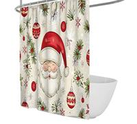 Rideau de Douche sur Le thème de l’Histoire de l’Art Noël et de la Boule Rideaux de Salle de Bain pour décorations de Noël Tissu Polyester imperméable avec Crochets 150 x 180 cm