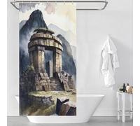 Rideau de douche « Temple du Soleil Pérou » imperméable et anti-moisissure, 100 % polyester, tissu doux, rideau de douche d'hôtel pour salle de bain et baignoire, 90 x 180 cm (35,43 x 70,87 pouces)