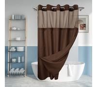 Rideau de Douche texturé flammé sans Crochet avec Doublure en PEVA à Boutons-Pression - 180 x 188 cm (182,9 cm), Style hôtel avec fenêtre sur Le Dessus Transparent, Lavable en Machine et Hydrofuge,