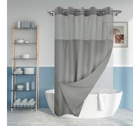 Rideau de douche texturé flammé sans crochet avec doublure imperméable en PEVA - 180 x 188 cm (182,9 cm), style hôtel avec fenêtre supérieure transparente, rideau en tissu et doublure imperméable pour