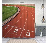 Rideau de Douche Tissu Polyester,numéros de Voie de Piste d'athlétisme,Rideau de Douche Imperméable avec 12 pcs Crochets 150x180cm