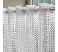 Rideau de douche transparent sans crochet 8G très résistant - 183 cm en plastique avec motif à carreaux 3D, imperméable et sans PVC, taille standard 180 x 188 cm, carré 3D