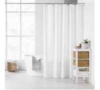 Douceur d'Intérieur - Rideau de douche Yaline - Polyester uni 180x200cm - Blanc - 12 crochets inclus