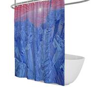 Rideau de Douche Urbain Abstrait Architecture Bleue Moderne Rideau de Salle de Bain en Tissu Vibrant décor de Bain Tissu imperméable en Polyester 150 x 200 cm