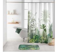 Douceur d'Intérieur – Rideau de douche Vagabonde avec crochets 180 x 200 cm Polyester imprimé Blanc