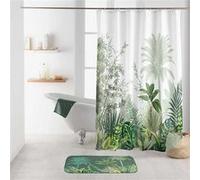 Douceur d'Intérieur – Rideau de douche Vagabonde avec crochets 180 x 200 cm Polyester imprimé Blanc