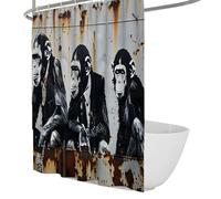 Rideau de Douche Vintage en Graffiti à Motif de Gorille pensant Rideau de Douche de Salle de Bain avec Crochets, décoration Industrielle à Lavage en Machine 180 x 180 cm