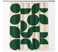 Rideau de Douche Vintage Simple en Polyester imperméable et Lavable avec Crochets, 120 x 180 cm, Rideau de Salle de Bain Délicat Nordique Nature Crème Vert Géométrie pour Salle de Bain