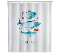 Rideau de douche - WENKO - Big Fish - 180x200 cm - Hydrofuge - Polyester lavable en machine