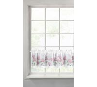 Rideau de fenêtre 30x150 Mona blanc-rose prêt pour tunnel motif floral en tissu mat avec dentelle Eurofirany