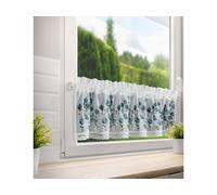Rideau de fenêtre 30x150 Pola blanc bleu motif floral tissu prêt à tunnel dentelle mat Eurofirany