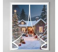 Rideau de Fenetre à Isolation Thermique 63 x 54 cm Durable, Coupe-Vent, Imperméable, Fermeture Automatique Moustiquaire Magnetique Fenetre pour Salon, Chambre Chauffante, A